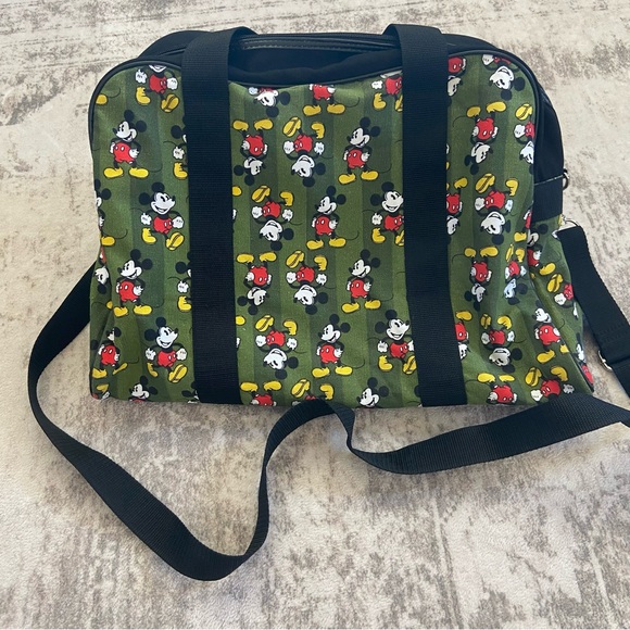 Mickey Mouse Walt Disney Green Canvas Large Tote Diaper Bag Purse Travel - Picture 9 of 12